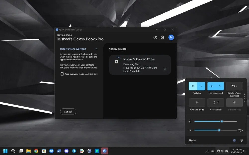 1730169909 67 Quick Share اکنون بدون شبکه وای‌فای هم فایل‌ها را سریع